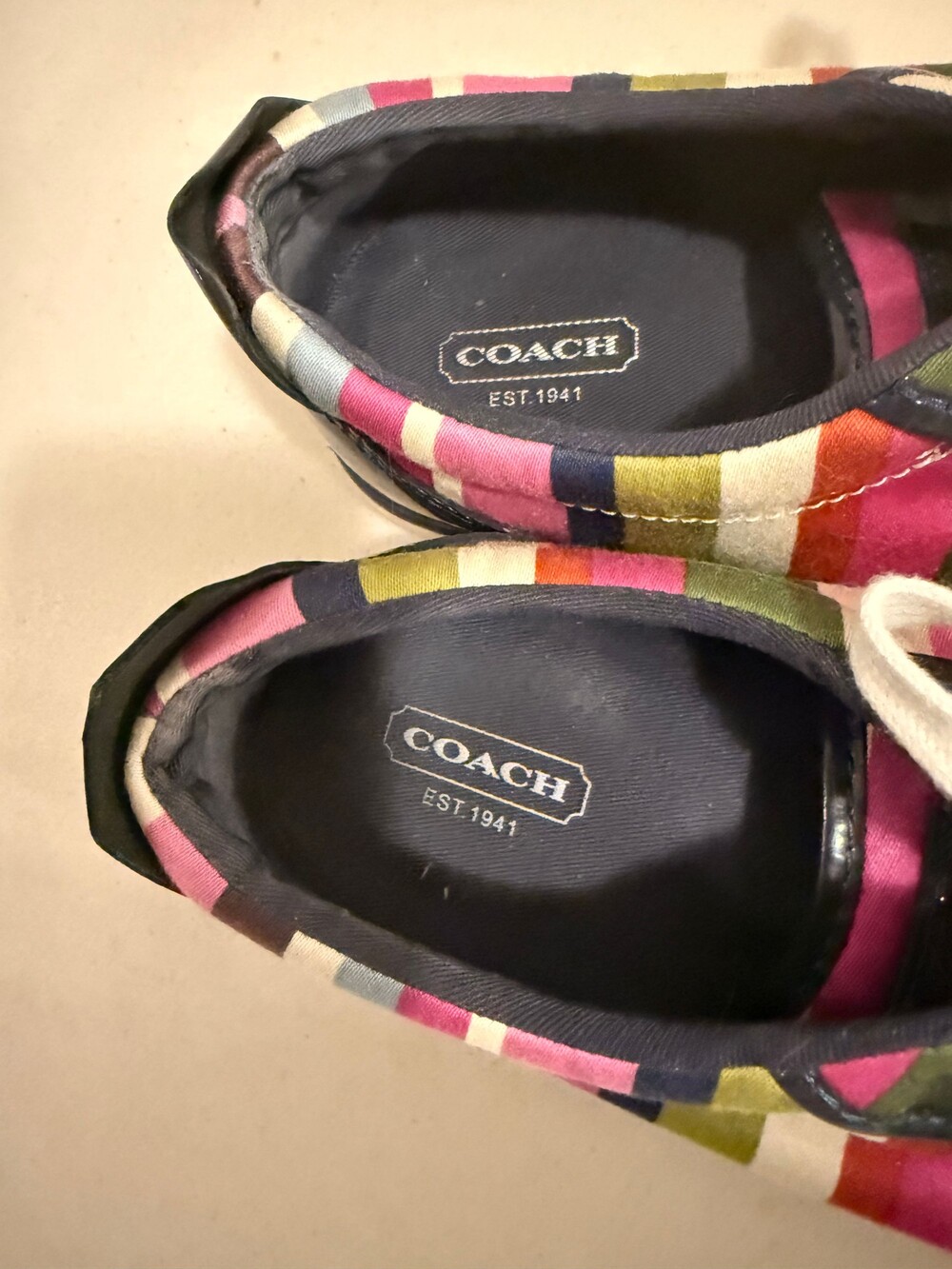 Coach Multicolor Striped Sneakers Size 8 1/2 Women's Casual Shoes - Picture 5 of 8